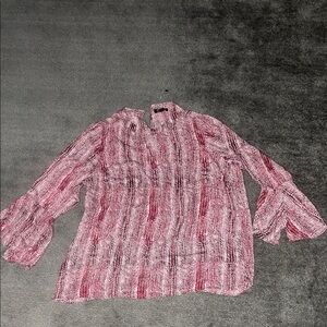 Roz & Ali Pink and Black Striped Blouse